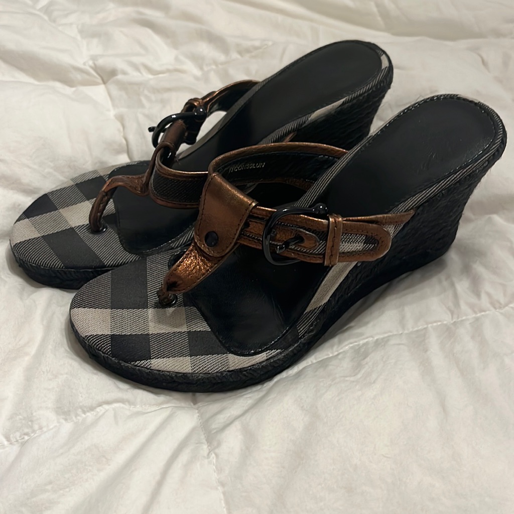 Burberry Canvas Round Toe Mules